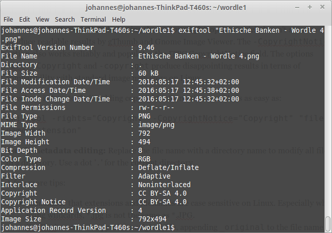 ExifTool allows you to change all Metadata information on pictures, including Copyright, Creative Commons, etc.