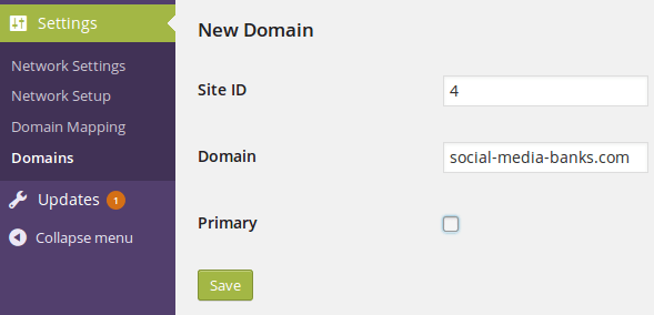 Add a new WP site's domain – Domain mapping